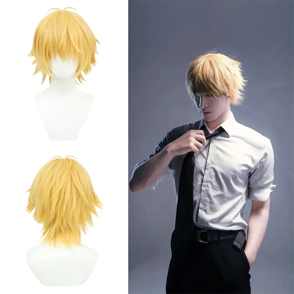 

Высококачественный парик для косплея Chainsaw Man: Рейдж/Денджи, синтетические короткие волосы, унисекс, для аниме-конвенций, ролевых игр, термостойкий