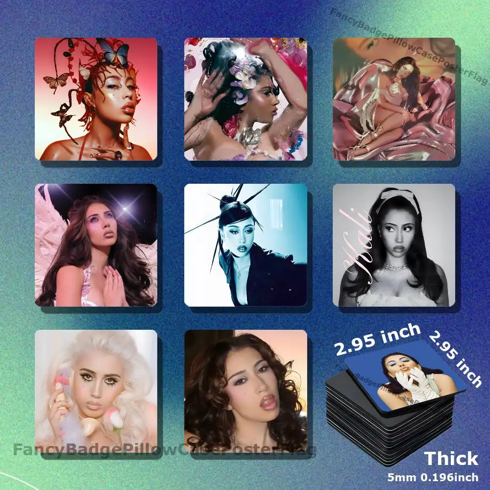 K-Kali Uchis Sincerely Magnetic Square Refrigerator Sticker Creative DIY Acrylic Fridge Magnets Souvenir Gift