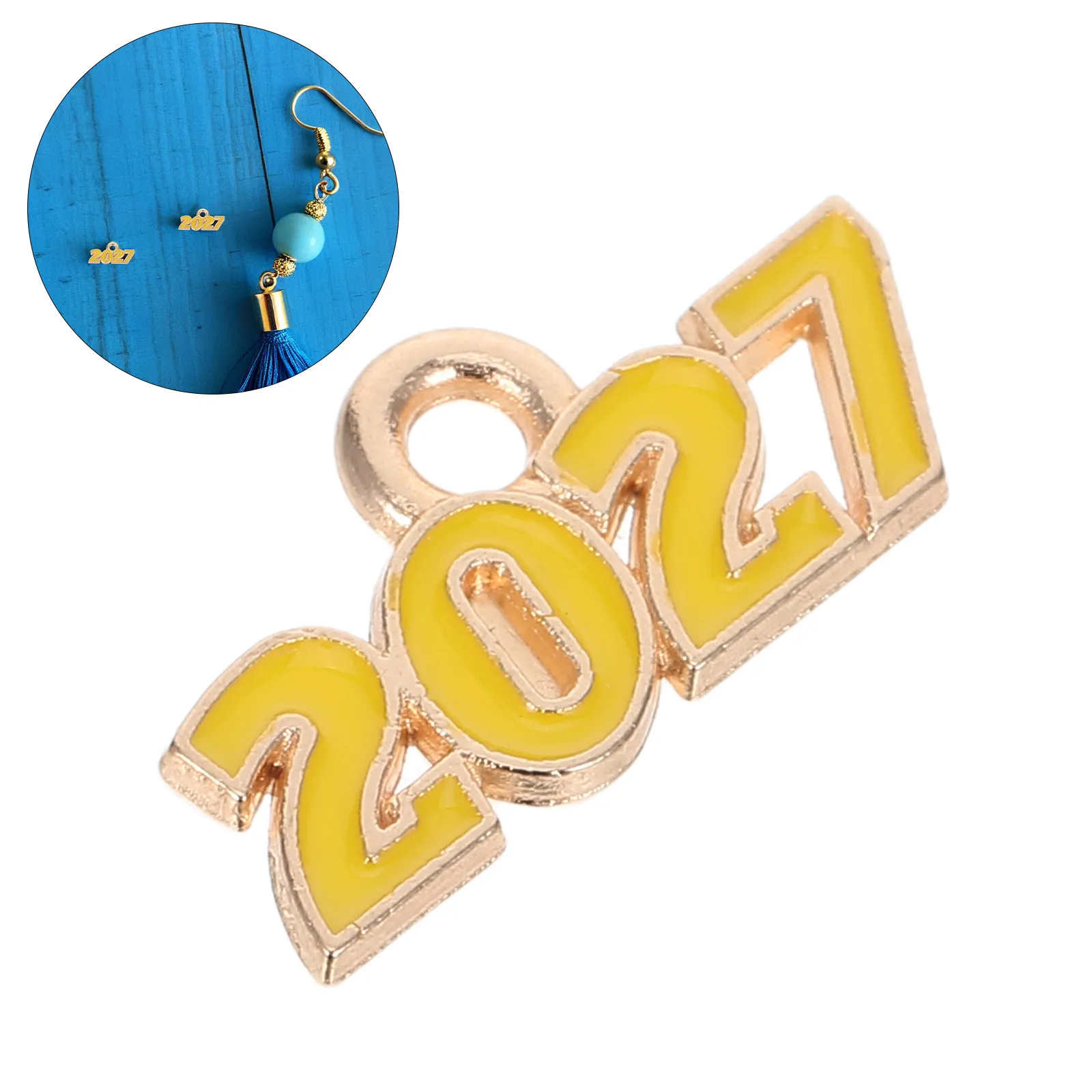 100Pcs Alloy Number Pendant Charms 2027 Year for Jewelry Making Graduation New Year DIY Necklace Bracelet 2027 Graduation Charms