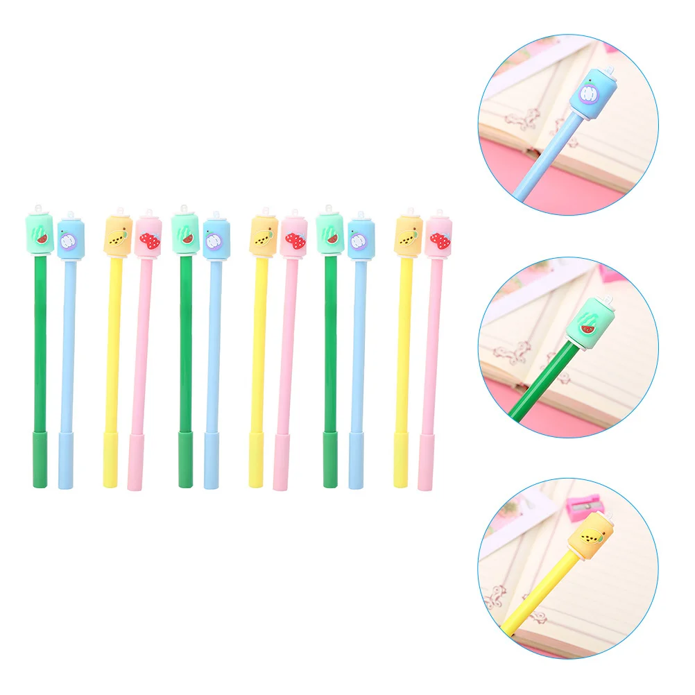 12 قطعة أقلام محايدة تصميم مريح السلس الكتابة المحمولة توقيع أقلام للطلاب أدوات الكتابة لطيف الكرتون القرطاسية