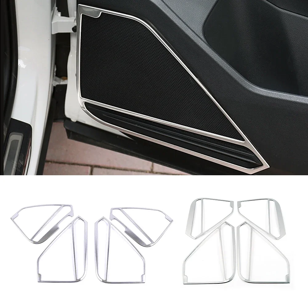 For Volkswagen VW Tiguan MK2 2017-2019 Inner Door Speaker Audio Ring Cover Sound Frame Trim Stainless Steel Sticker