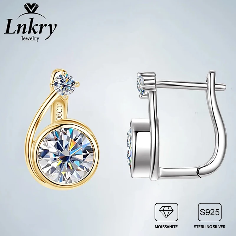 

Lnkry Sparkling 925 Sterling Silver Snail Design Circel Earring Certified 6.5mm&2.5mm Moissanite Hoop Earring Trend Jewelry