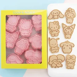 8 pçs/set sanrio kuromi cortadores de biscoito dos desenhos animados 3d molde de biscoito de plástico pressionável carimbo de biscoito acessórios de cozinha ferramentas de cozimento