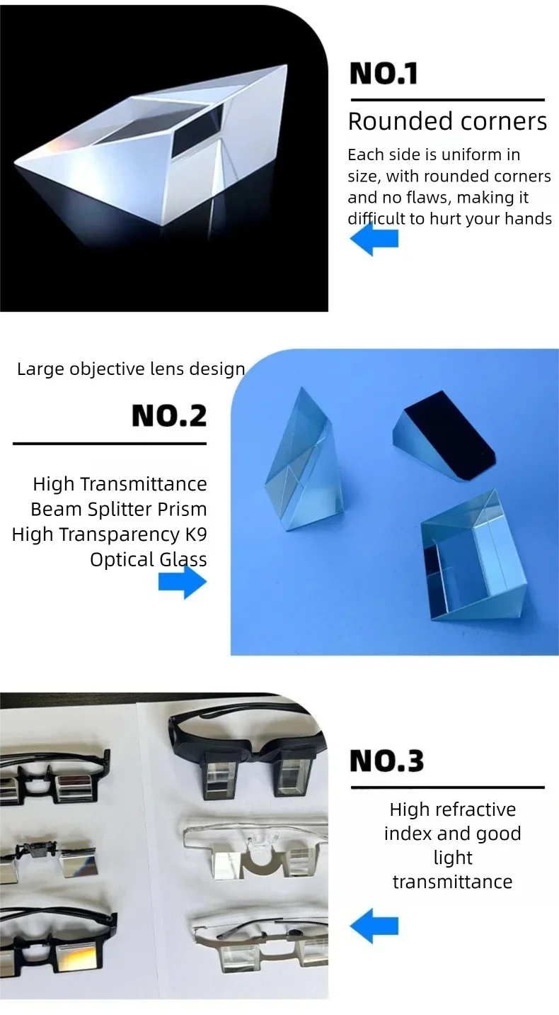 2 قطعة 19 × 33 × 25.6 مللي متر عدسات النظارات الكسولة 30 درجة و 90 درجة المغلفة K9 الزجاج إجمالي انعكاس المنشور المنشور الثلاثي الزاوية اليمنى #6