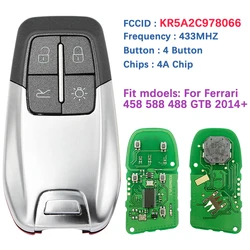 CN 094005   Nieoryginalny 4-przyciskowy inteligentny klucz do Ferrari 458 588 488GTB 2014-2020 Pilot bezkluczykowy 433 mhz 4A Chip KR5A2C 978066