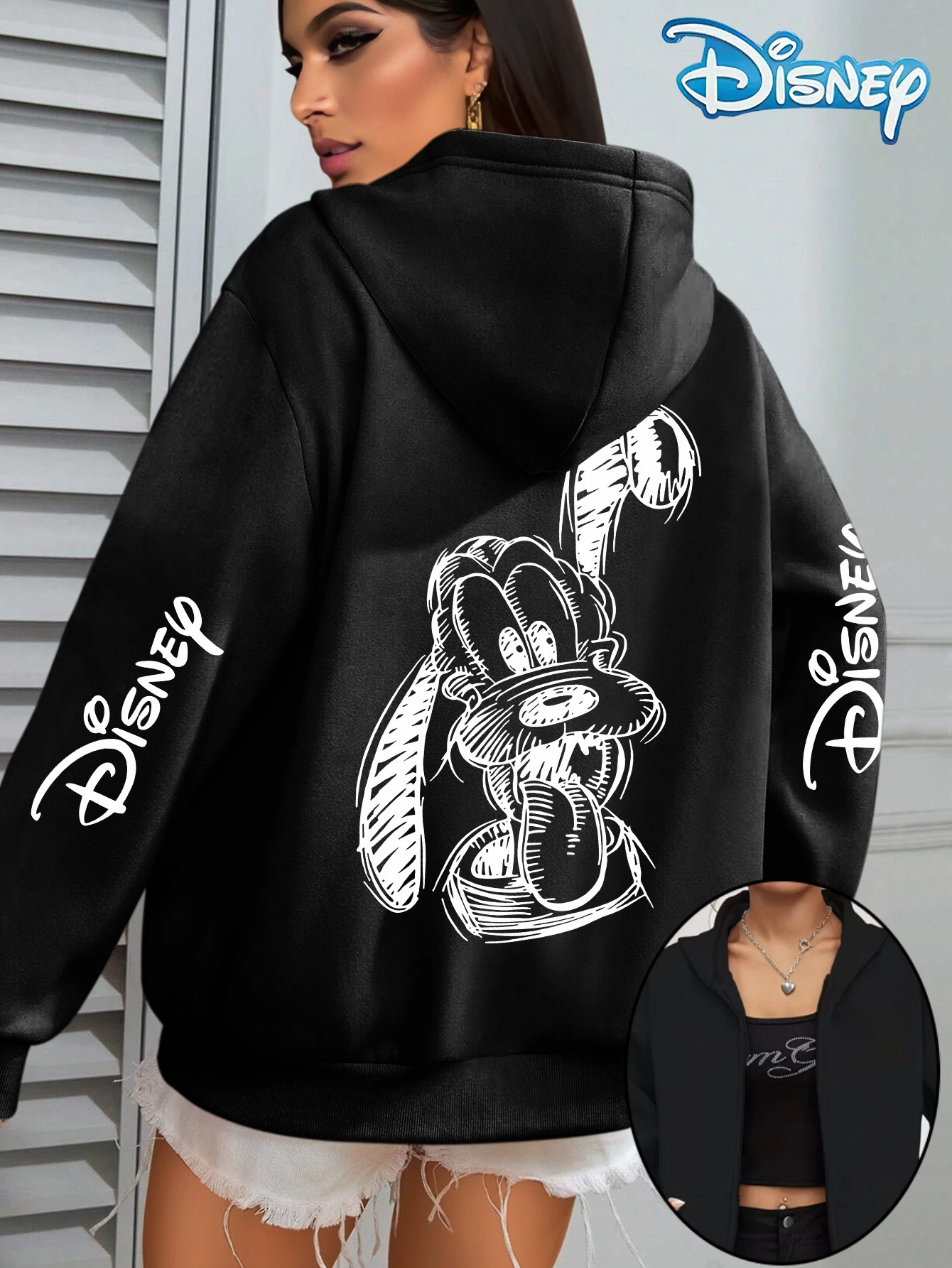 

Disney Pluto Гуфи Микки пара толстовки на молнии толстовка флисовая женская и мужская хлопковая осенне-зимняя пуловер пальто большого размера топы