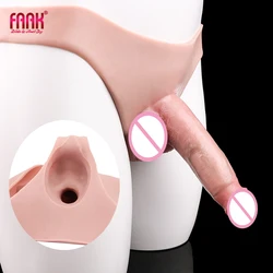 FAAK Silicone Wearable Dildos Panties Strap-Ons Realistic Hollow Penis Delay Ejaculation Ultra Elastic Harness Briefs