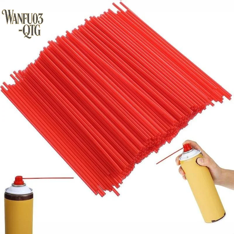 Hot Sale 5/10/20/50/100/200 PCS Aerosol Nozzle Spray Extension Straw 12cm Plastic Red Extended Replacement Parts
