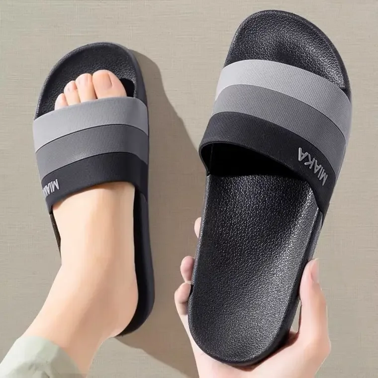 Thick Bottom Striped Color Block Shower Sandals for Women and Men, All Season House Slippers with Anti-Slip Sole