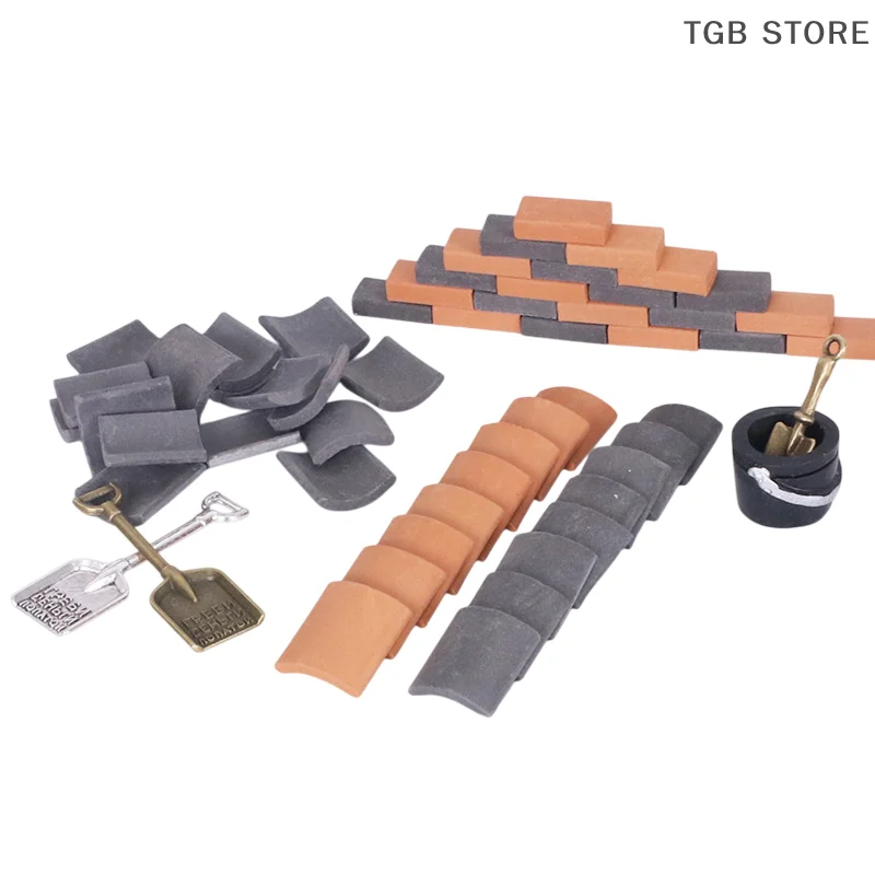 

1 комплект, мини-кирпичи, миниатюрные кирпичи, кирпичная настенная плитка, лопата, модель для кукольного домика, здание, декор сцены для кукольного домика, ландшафтный дизайн