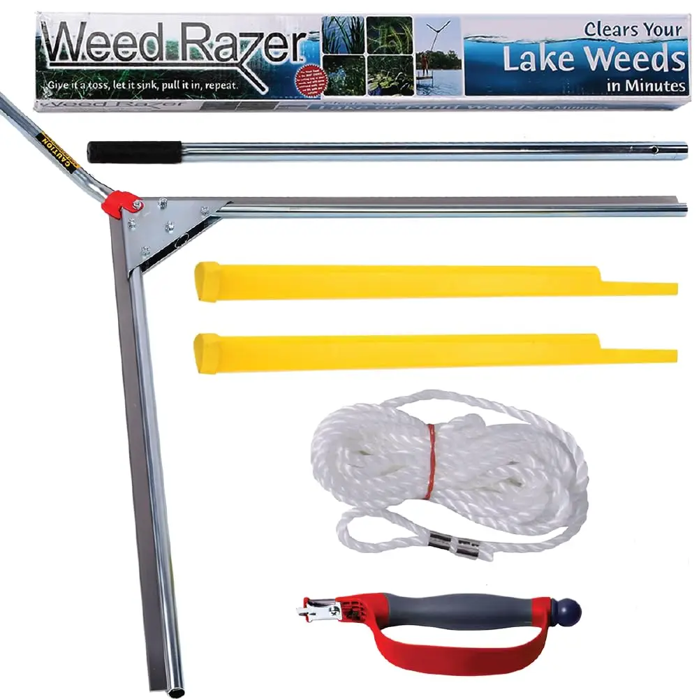 

Lake Weed Cutter, Large Pond Aquatic Plant Cutting Tool, Long and Sharp Razor Blades Shear Cattail