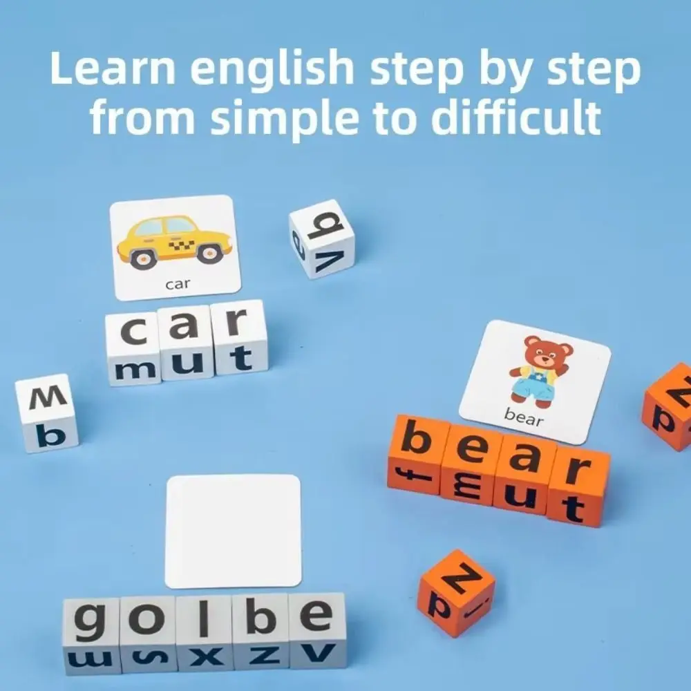 Flashcards Alfabet Spelling Spel Baby Leerkaarten Houten Letter Spelling Blokken Woord Spelling Spel Geletterdheid Flashcards