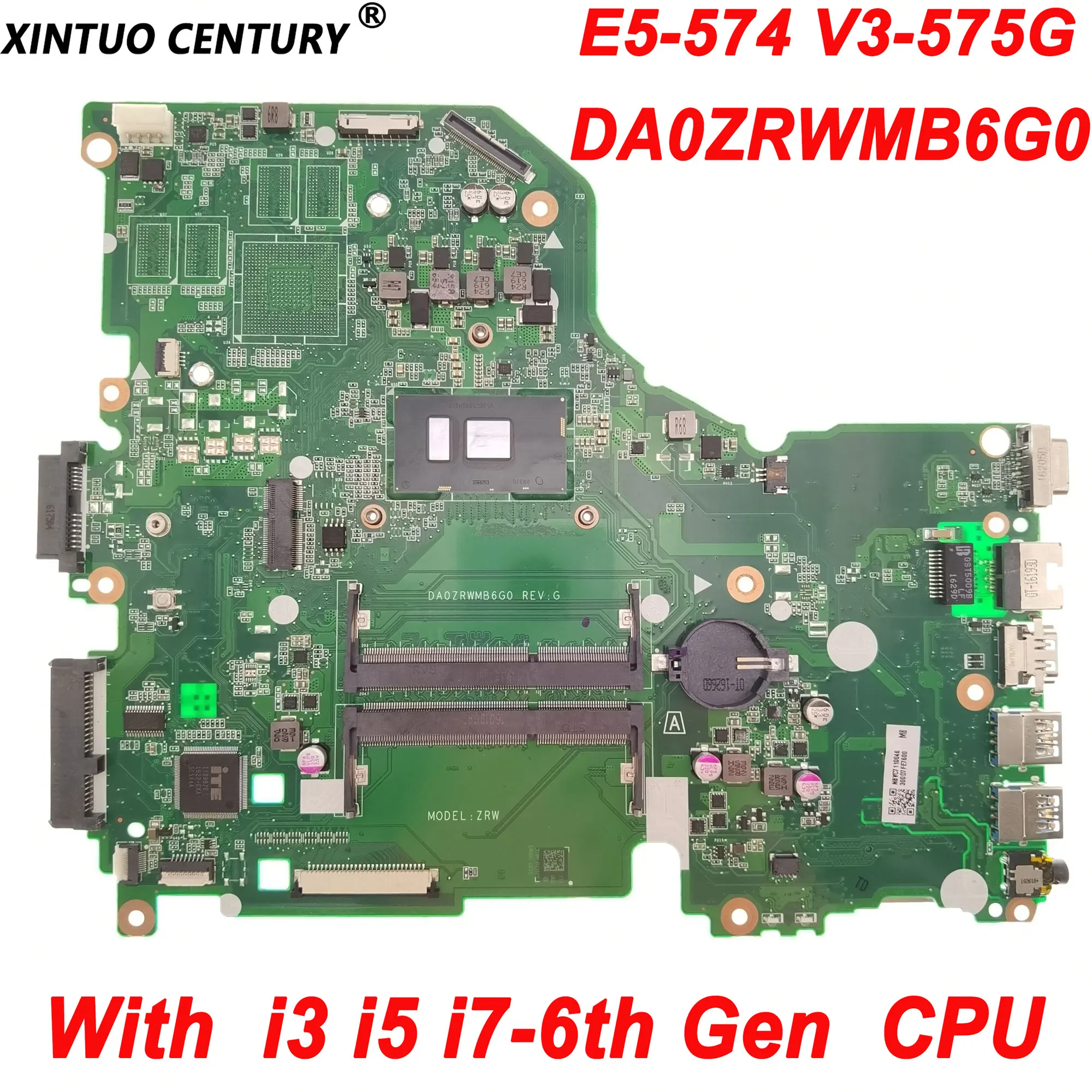 

E5-574G DA0ZRWMB6G0 Original Motherboard for Acer Aspire E5-574 F5-572 V3-575G Laptop Motherboard with i3 i5 i7-6th Gen CPU DDR3