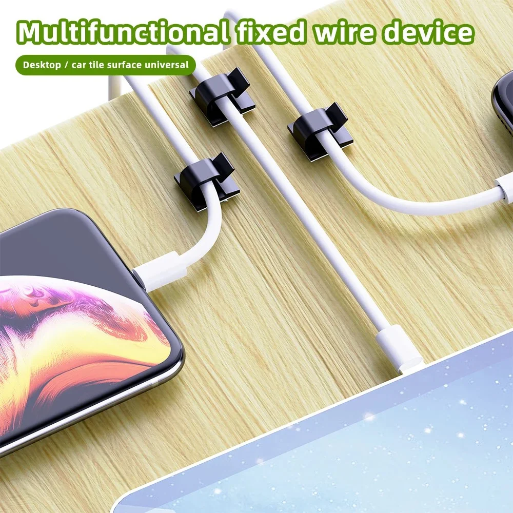 50PCS Cable Organizer Clips Cable Management Wire Manager Cord Holder USB Charging Data Line Bobbin Winder Wall Mounted Hook