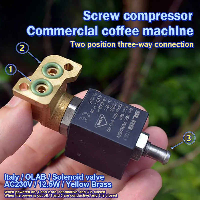 9000BH AC230V 2-Position 3-Way Electric Brass Solenoid Valve Normally Closed Type For Coffee Machine Steam Hot Water