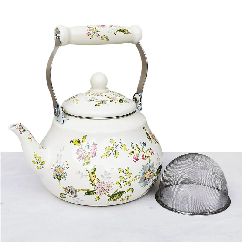 With filter enamel enamel tea kettle Kung Fu tea kettle household large single pot heat-resistant tea set induction cooker