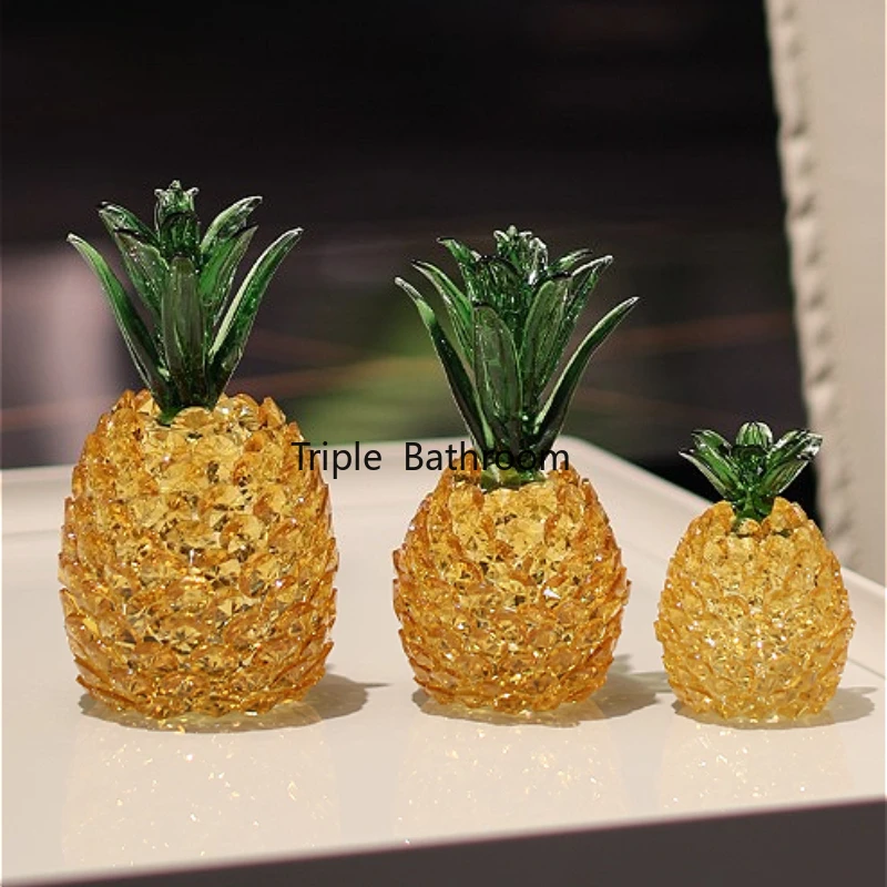 1pc Glass Pineapple Ornament, Home Decoration, Fruit Desktop Decoration, Glass Fruit Shaped Handicrafts, Entryway Decorations