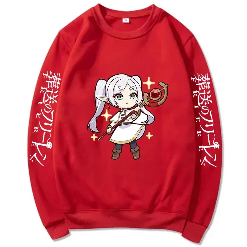 Zz04zz12cartoon bonito frieren pulôver feminino além do fim da jornada mangá impressão o-pescoço sweatshirts outono inverno macio plus size str