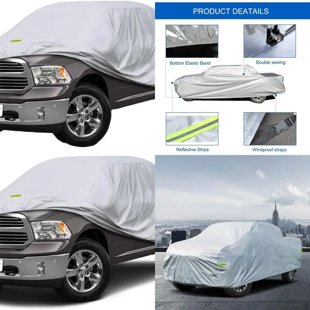 

All-Weather Waterproof 6-Layer Universal Truck Cover for Ford F150, RAM 1500-3500, Toyota Tundra (7ft Bed, 232-242in Length)