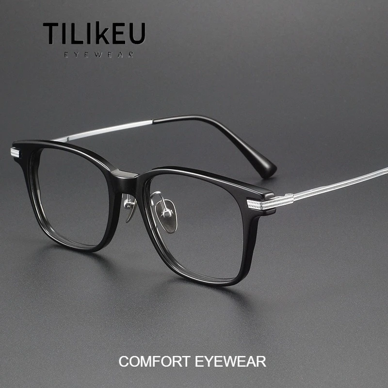 

Высочайшее качество, квадратная оправа для очков в стиле ретро, мужская винтажная оправа для очков ручной работы из ацетата и титана, женская роскошная оправа в корейском стиле