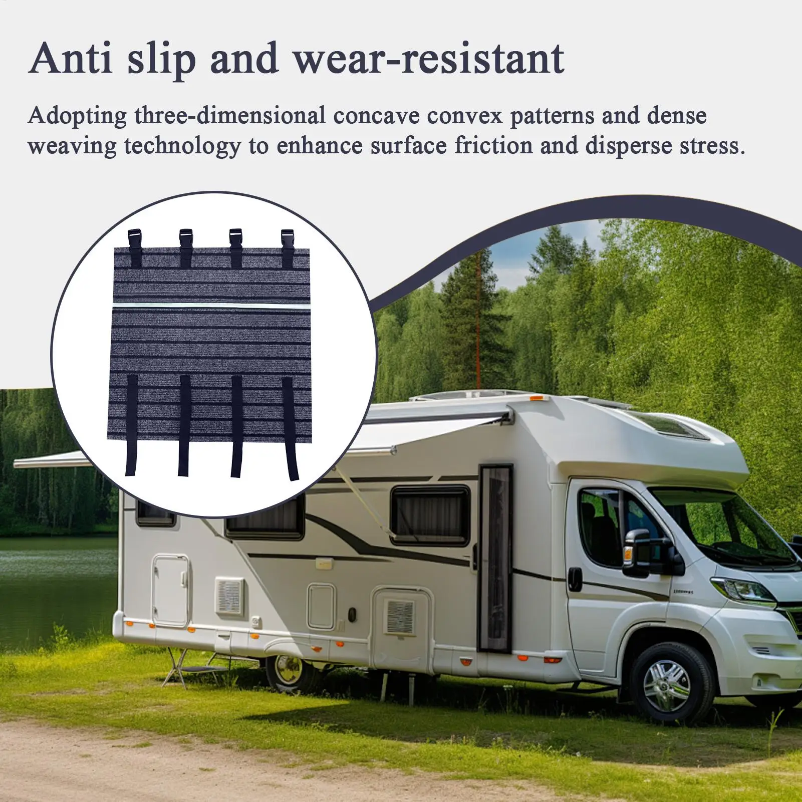 Rv Step Rug Non-slip Carpet for Rv Stairs Heavy Duty Waterproof Trailer Ladder Pad with Reflective Strip Motorhome Replacement