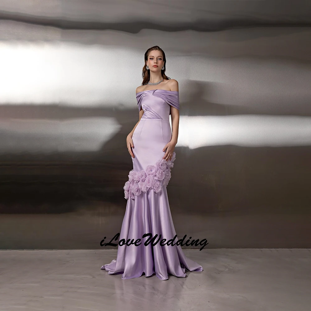 

Фиолетовое вечернее платье с открытыми плечами по индивидуальному заказу, элегантное платье русалки длиной до пола, вечернее платье для выпускного вечера, вечернее платье для выпускного вечера 2026