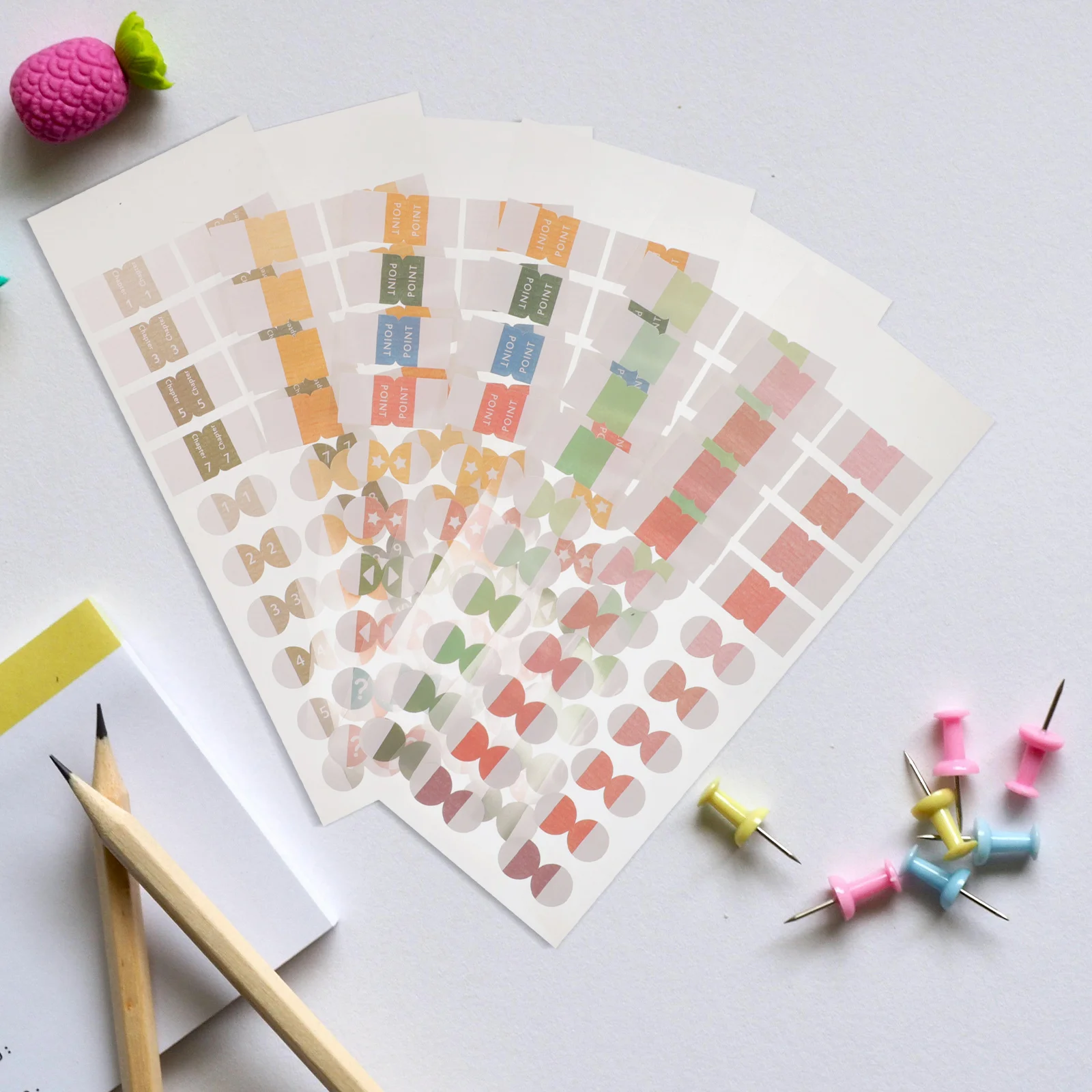 

6pcs Colored Index Tabs Gradient Bookmarks Stickers Reading Strips Page Markers Reusable Adhesive Notes Classic Matching Subject