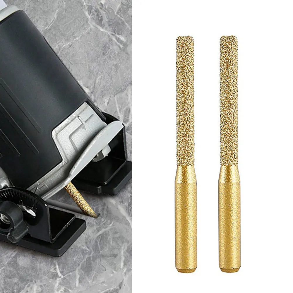 6 35mm Straight Shank Router Bits 2Pcs Brazed Emery Milling Cutter for Granite Stone and Ceramic Tile Edge Cutting Applications