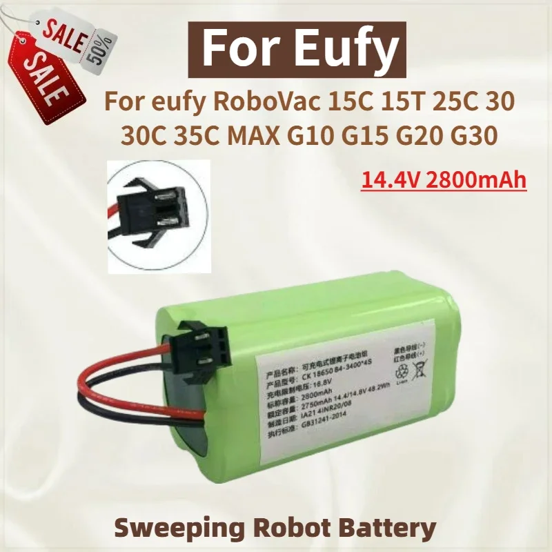 

High Quality Sweeping Robot Battery 14.4V 2800mAh for Eufy RoboVac 25C 30 30C 15C 15T 35C MAX G10 G15 G20 G30 Brand New