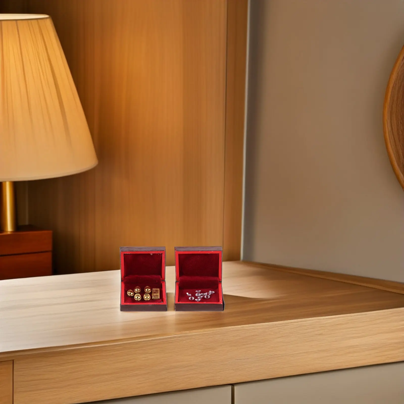 

3Pcs Micro Jewelry Box for Dollhouse: High Simulation Mini Storage Cabinet with Vintage Wood Dollhouse Miniature