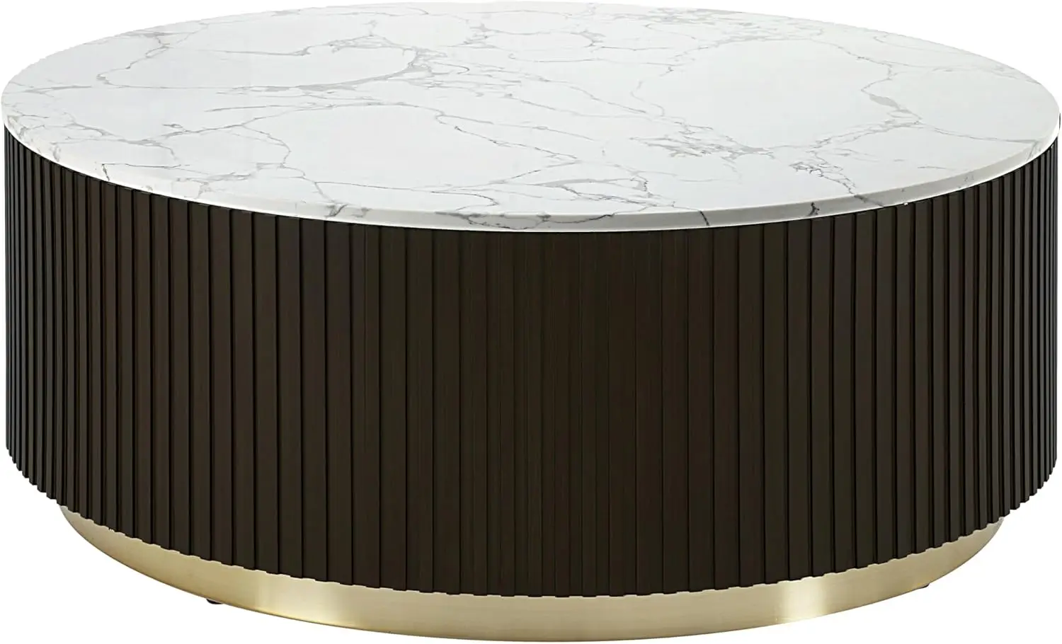 Clayten Round Coffee Table In White And Espresso