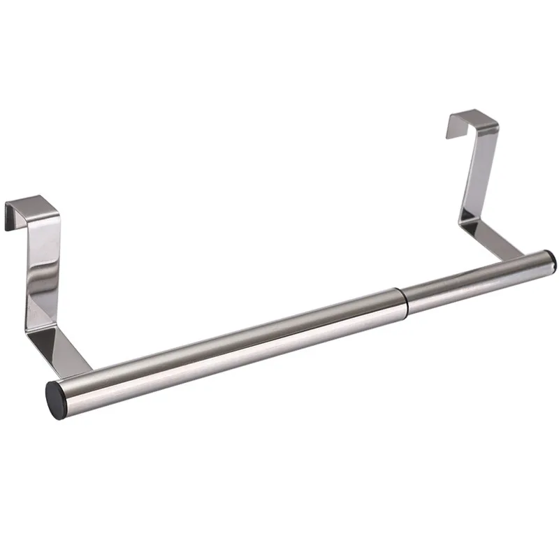 Creative Stainless Steel Single Pole Towel Rack No Punch Cabinet Door Back Rag Hanger Multi-Purpose Bathroom Towel Bar