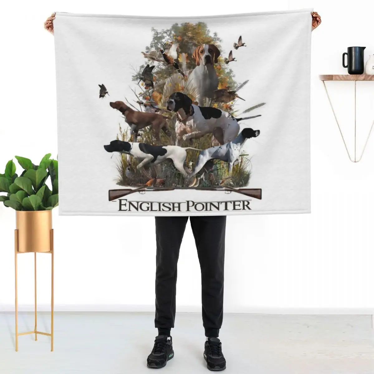 English Pointer, Hunting season Throw Blanket Custom Bed linens for babies wednesday Retros Blankets
