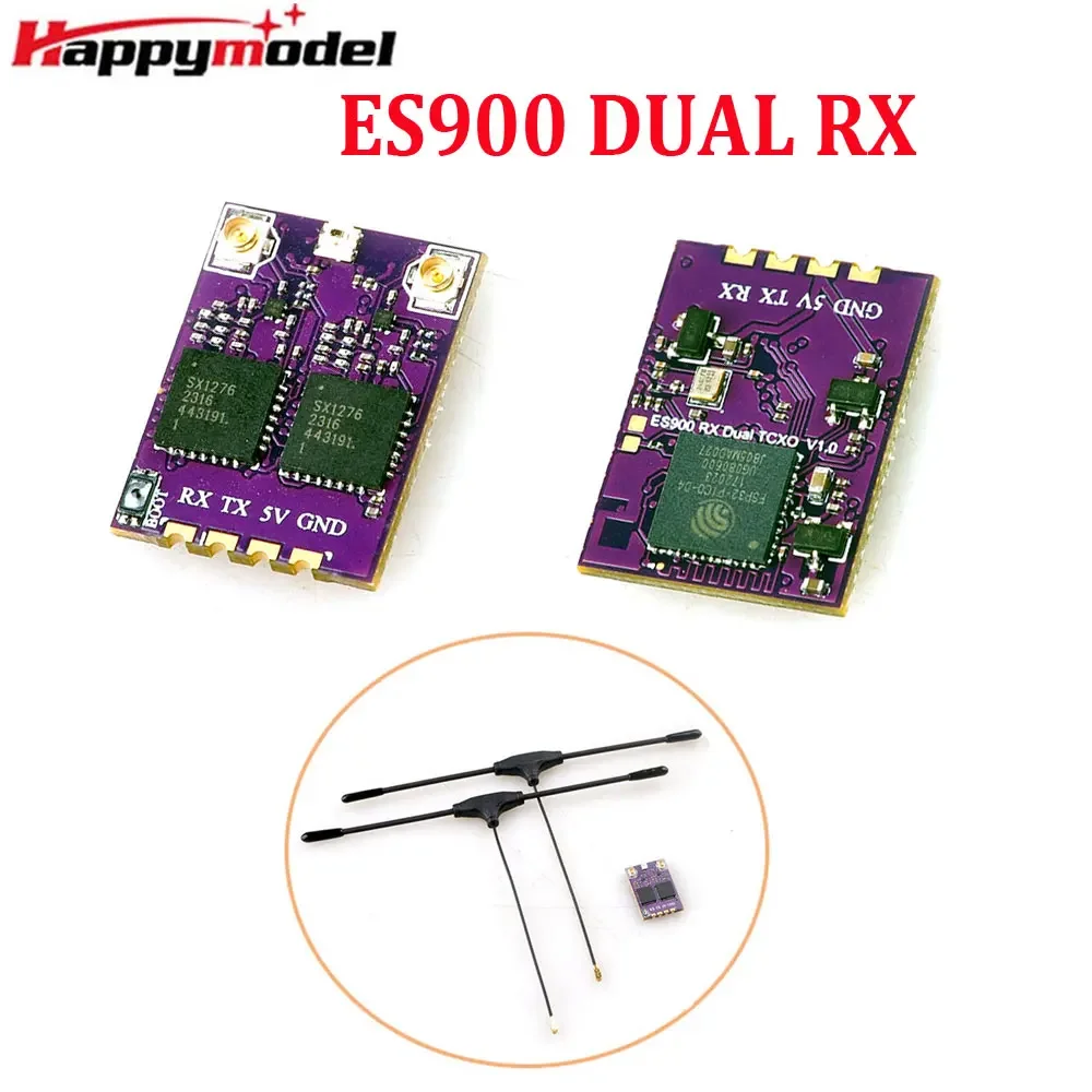 HappyModel ES900 DUAL RX ELRS Diversity Receiver 915MHz / 868MHz Built-in TCXO for RC Airplane FPV Long Range Drone