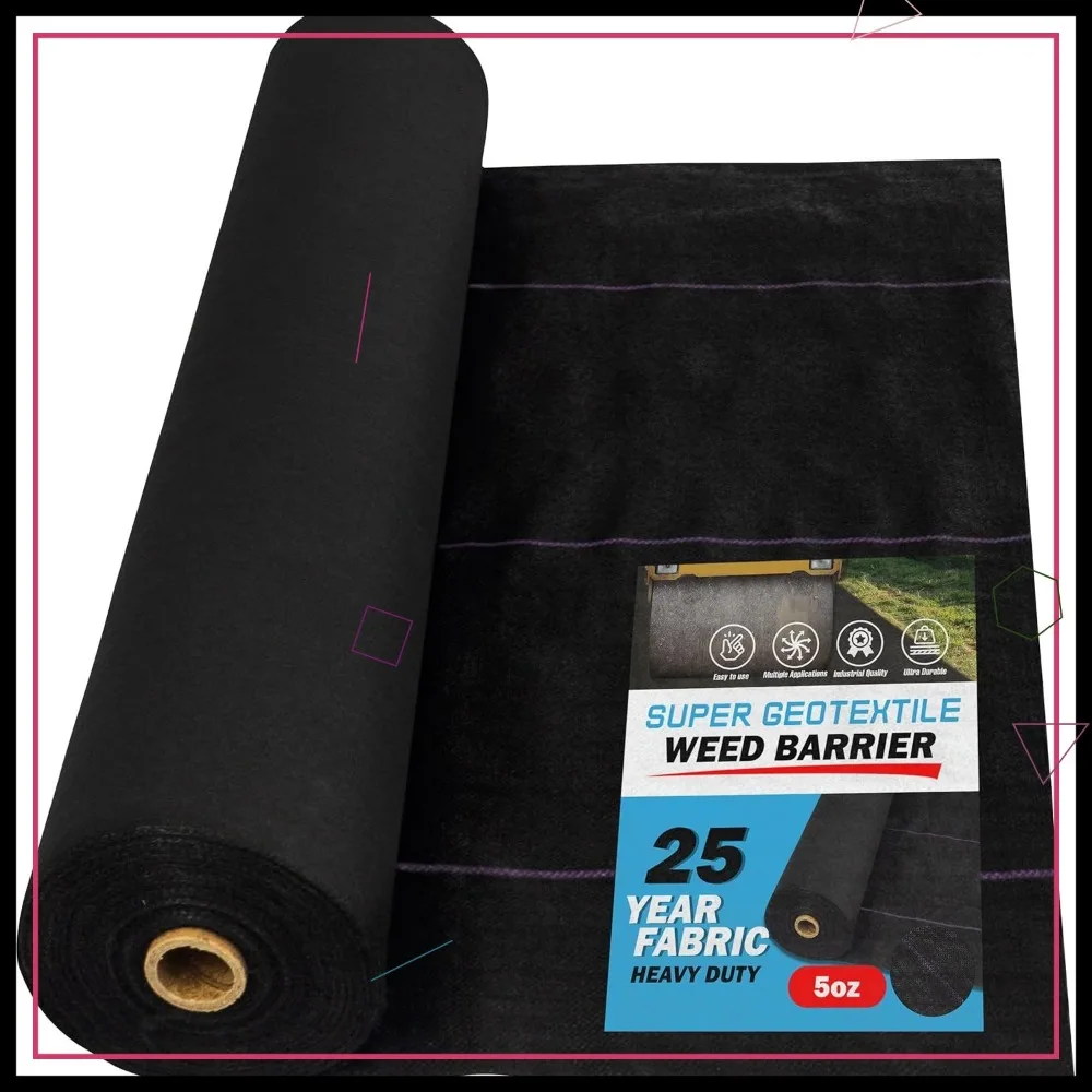 

Professional 5oz Geotextile Weed Barrier Fabric - Heavy Duty Landscape Fabric for Gardening, Landscaping (3x100)