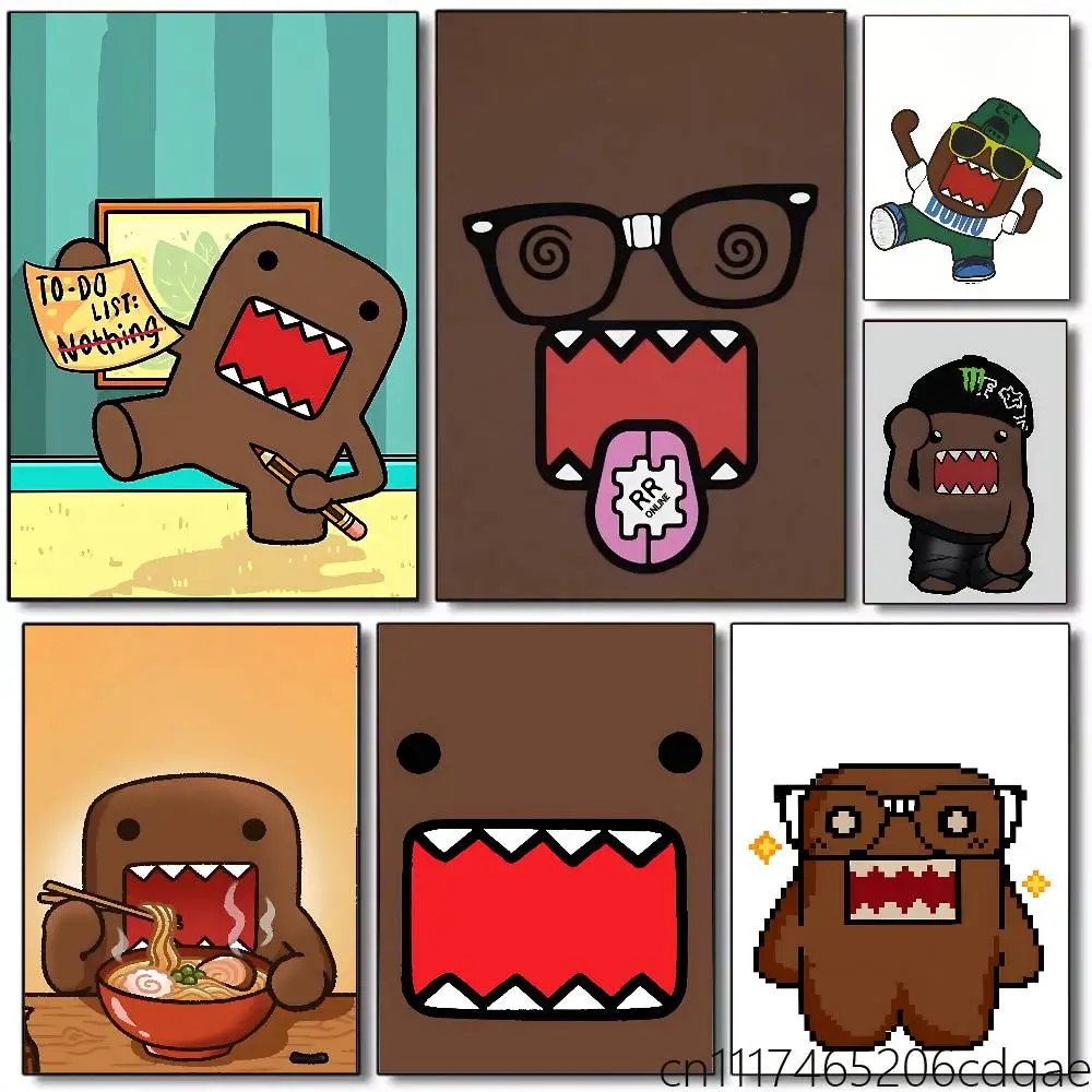 Domo Tooth Expression Rolled Poster Cartoon Wall Art for Nursery Kid Room Playroom Cute Princes Painting Home Room Decor
