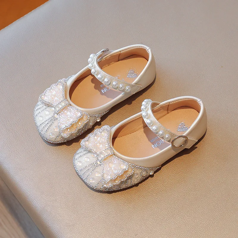 Petites chaussures de princesse en cuir pour filles, chaussures pour enfants, chaussures de bébé en cristal brillant, printemps et automne, nouveau, 2022