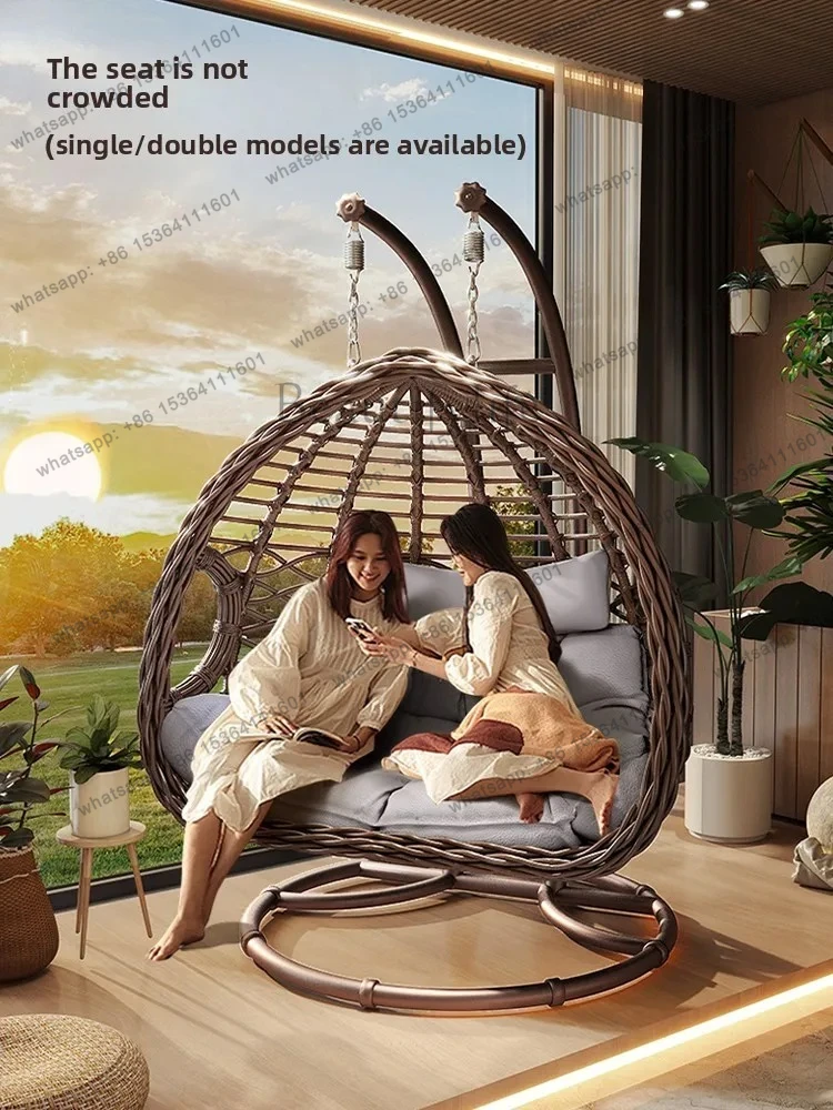 Outdoor Swing Hanging Basket Courtyard Double Balcony Indoor Internet celebrity Nest Hammock Rattan Chair Rocking Chair