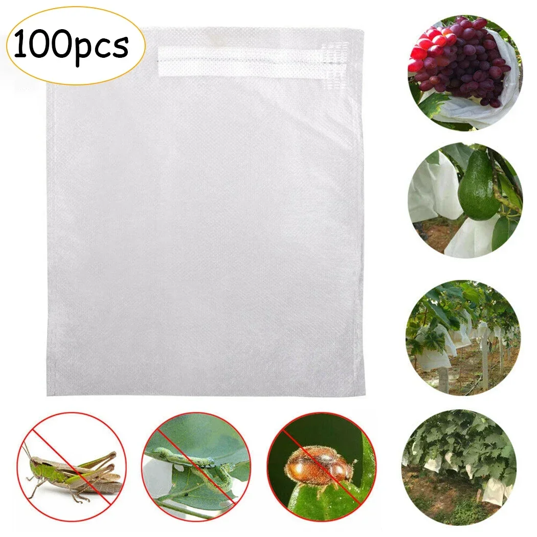 100Pcs Garden Plant Protecting Bag Fruit Vegetables Antifreeze Warm Cover Protect Mesh Bag Against Insect Bird Pest Home