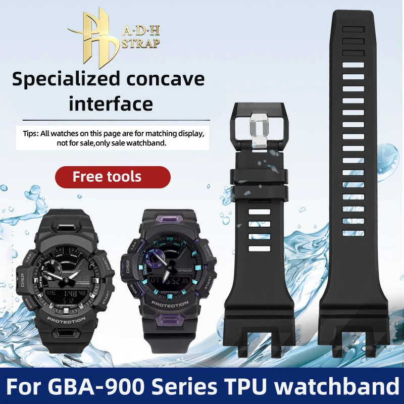 Dla Casio G-shock Series GBA-900 TPU Watchband Męska wodoodporna bransoletka sportowa GBA-900 Czarny pasek do zegarka