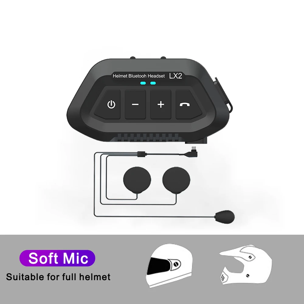1200mAh Motorhelm Draadloze Headset BT 5.0 Bluetooth Helm Headset Voice Assistant Moto Oortelefoon Motor Hoofdtelefoon