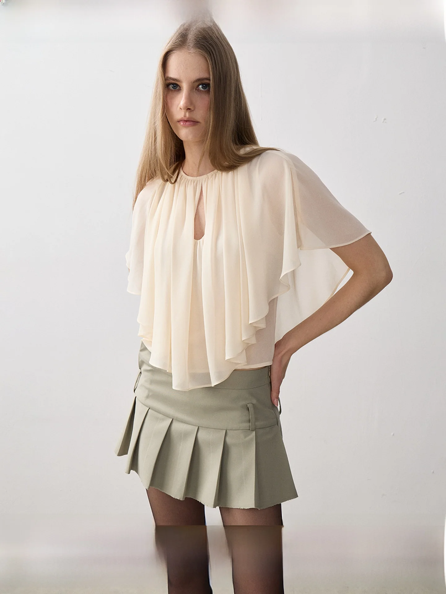 

SukiBySuki Hollow out Chiffon oulder Wrap Top Asymmetrical Hem Lightweight Outerwear ort Sve round Ne Skin Friendly ...