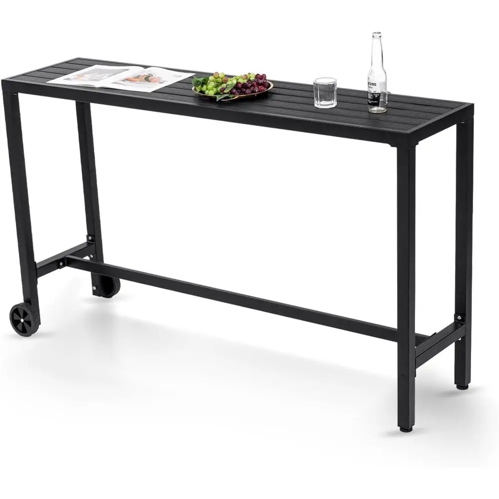 

63 Weather-Resistant Black Outdoor Patio Bar Table, Suitable for Balcony, Yard, Garden, Pool, Indoor & Outdoor Use