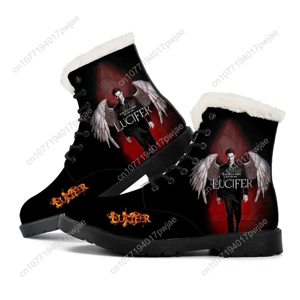 Lucifer TV Plush Boots Lucifer Morningstar Mens Womens Teenager Shoes Outdoor Casual Boot Light High quality Customize Boots