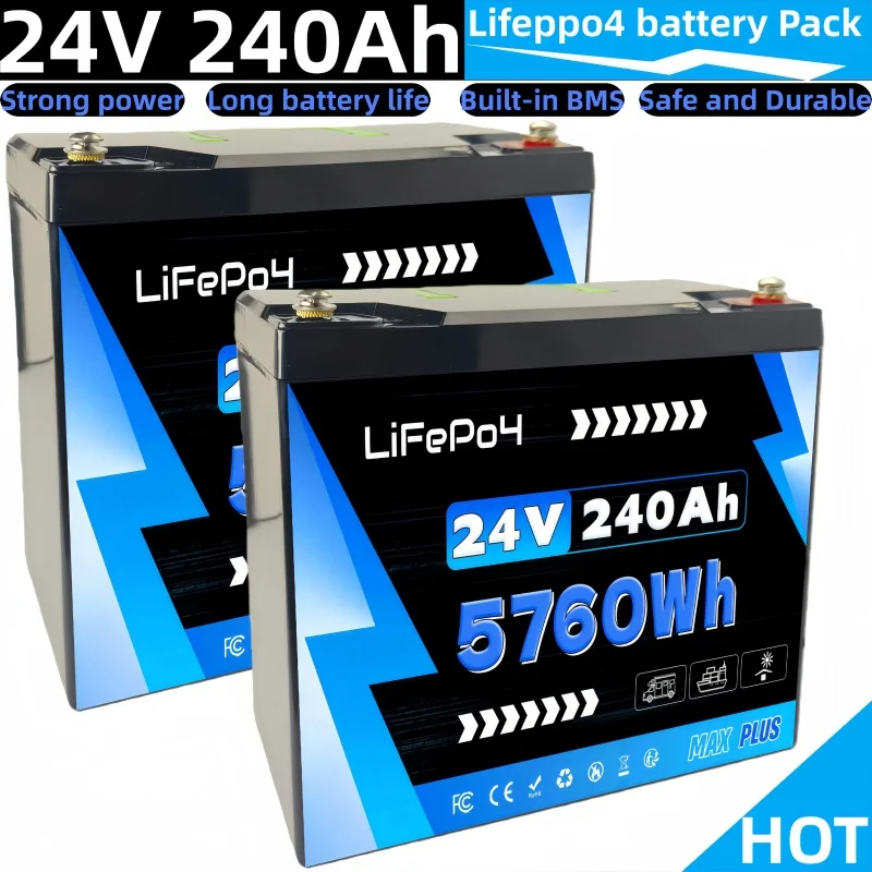 

LiFePO4 Battery 24V 200Ah with Built-in BMS, ⚡8000+ Cycles, Perfect for Solar Power Systems, Off-Road Trips, Marine Vessels,RVs