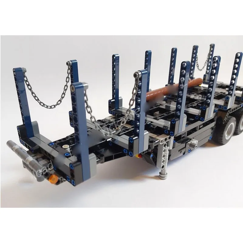 MOC-37611 New Small Three-Axle Timber Trailer Building Block Model 862 Parts MOC Creative Boys Children's Birthday Toy Gift
