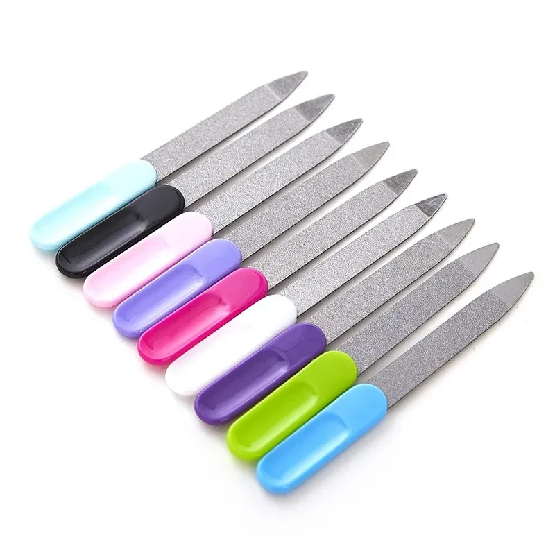 5pcs Nail Art Metal Files Plastic Handle  Double Sided Nail Files Pro Nail File DIY Manicure Pedicure Polish Gel UV Acrylic Tool