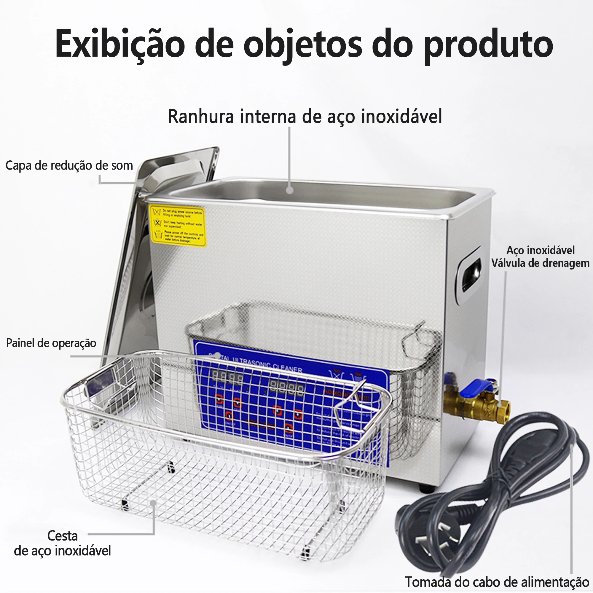 Unmui-Limpador Ultrassonico Digital Com Aquecimento, Alta Frequência Cuba Ultrassônica, Aço inoxidável Ultrassom Limpeza, 220v 40khz