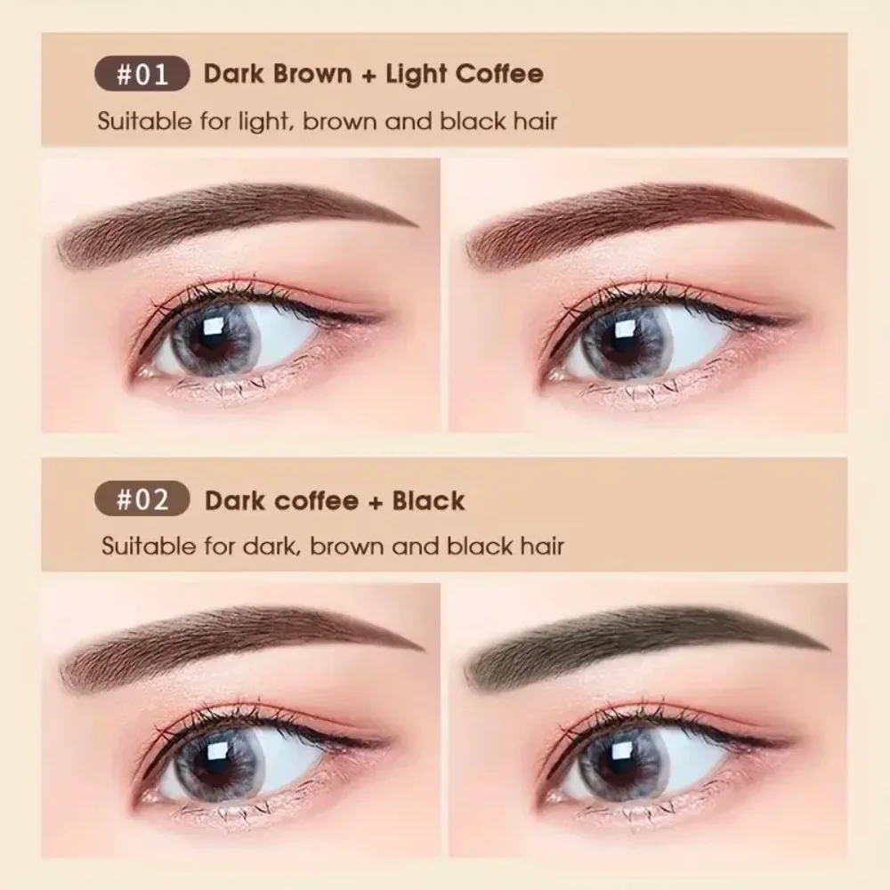 بودرة حواجب غير لامعة مزدوجة النغمة مع فرشاة لتشكيل الحواجب ثلاثية الأبعاد ومحيط الوجه، مزيج سهل، مقاوم للماء طويل الارتداء، مكياج شتوي لعيد الميلاد #4