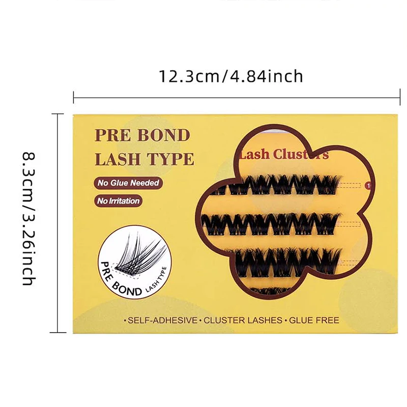 48 Personal Eyelash Clusters, Wearing Adhesive Free Self-Adhesive Eyelashes in Three Seconds with Clips